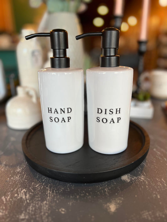 White Stoneware Hand Soap Dispenser
