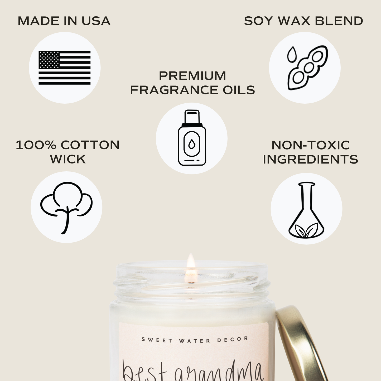 Best Grandma Ever 9 oz Soy Candle - Home Decor & Gifts