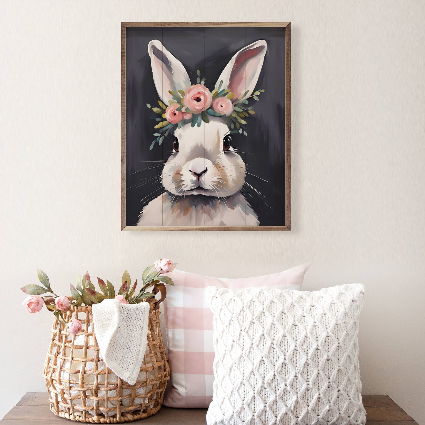 Bunny With Flower Crown Black