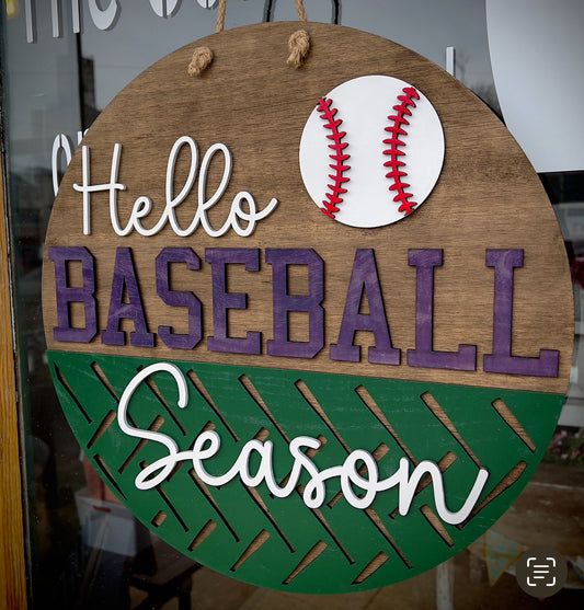 Hello Baseball Season Door Hanger