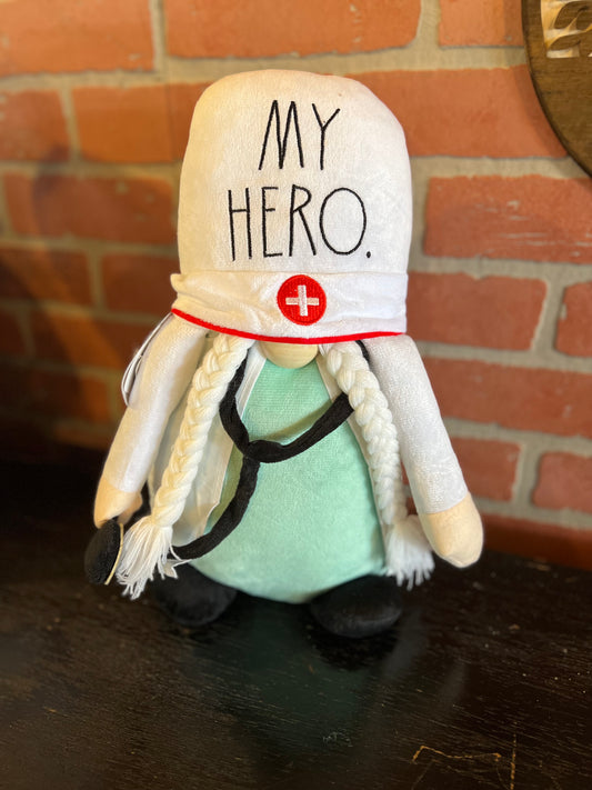 Rae Dunn “My Hero” Female Nurse Gnome for Medical Décor