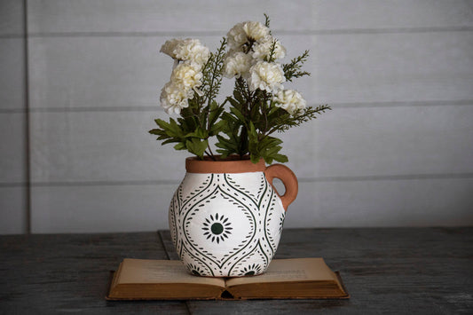 Hand-Painted Terracotta Bud Vase