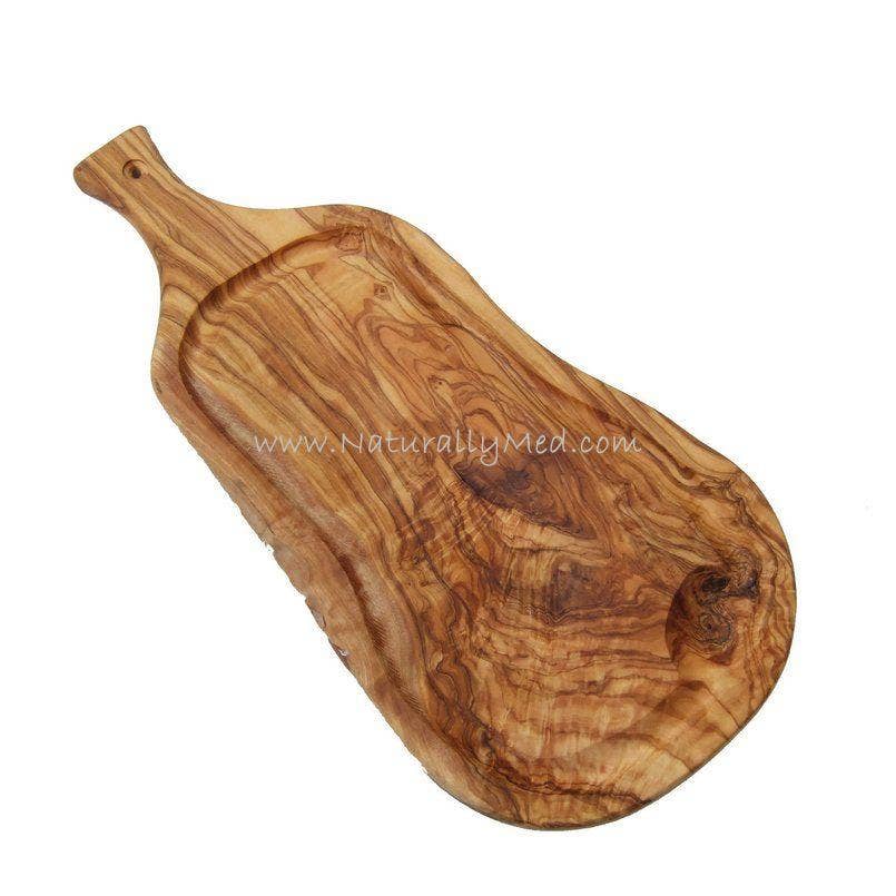 Olive Wood Carving Board with Groove with Handle