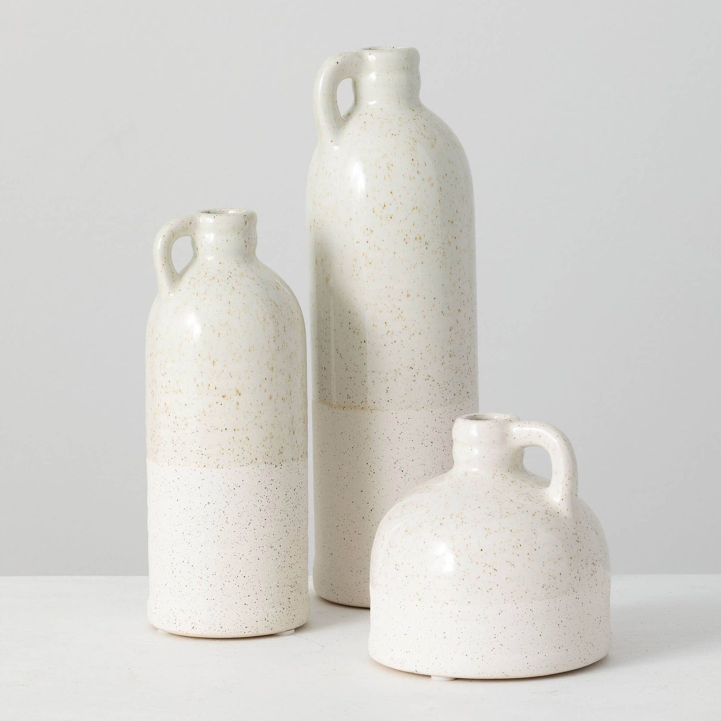Cream Handled Vase Set of 3