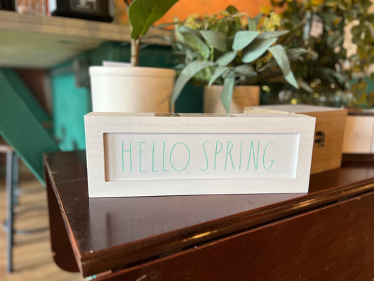 Rae Dunn “Hello Spring” Freestanding White Wood Spring Sign