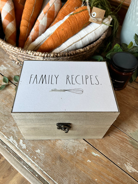 Rae Dunn “Family Recipes” 4x6 Cards Recipe Wooden Box