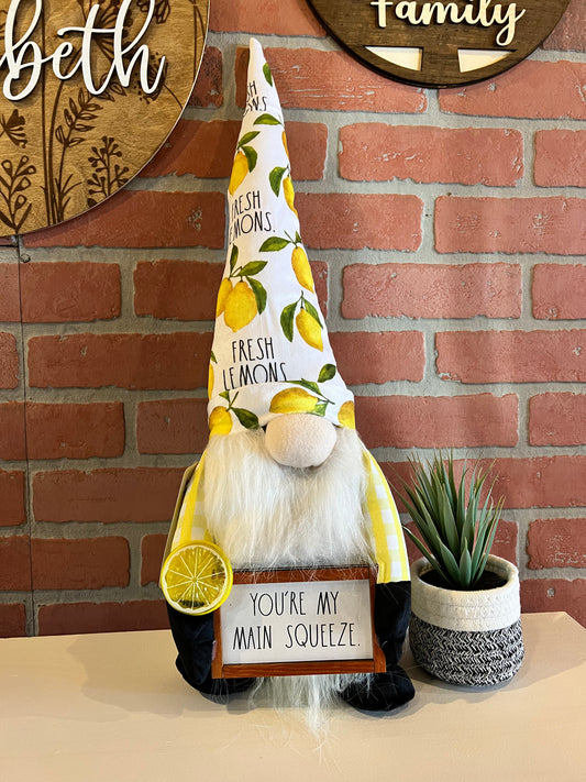 Rae Dunn “You’re my Main Squeeze” Yellow Stuffed Gnome