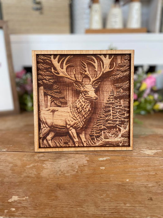 Wooden Deer Portrait