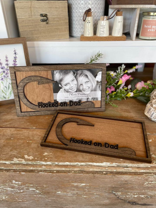 Wooden Fish Hook Picture Frame