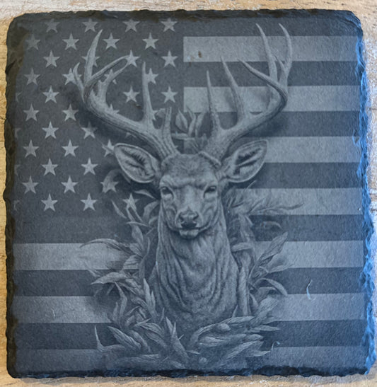Deer Slate Coaster Set of 4