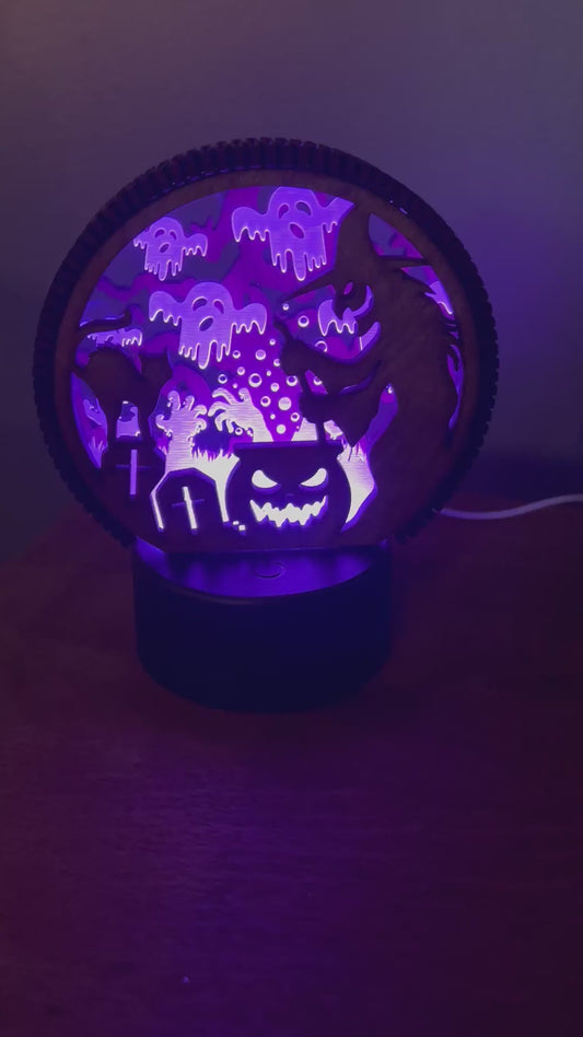 Wood & Acrylic LED Halloween Sign